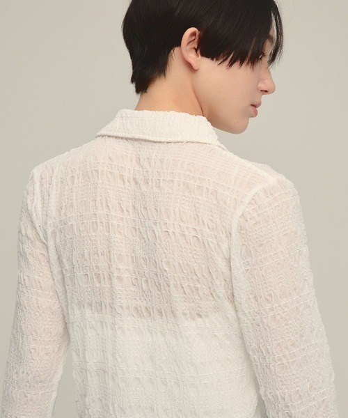 eL(エル)の「【eL】Cut Sleek Shirt/668747(シャツ/ブラウス・レディース・ブラック/オフホワイト・FREE)」の9枚目の写真