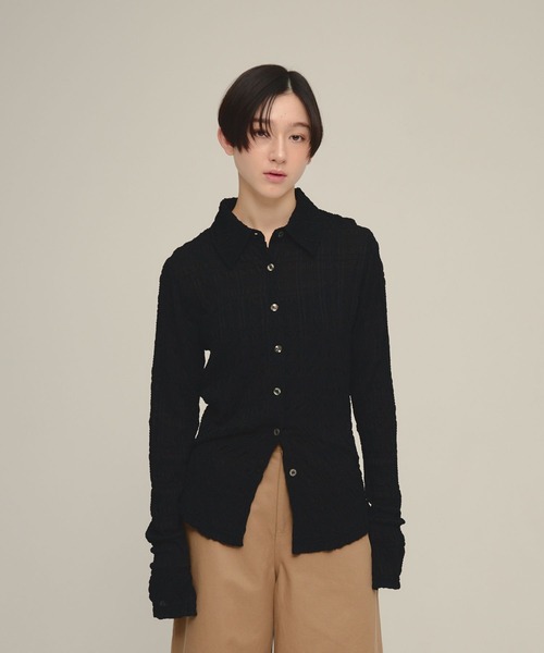 eL(エル)の「【eL】Cut Sleek Shirt/668747(シャツ/ブラウス・レディース・ブラック/オフホワイト・FREE)」の13枚目の写真