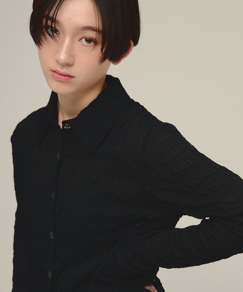 eL(エル)の「【eL】Cut Sleek Shirt/668747(シャツ/ブラウス・レディース・ブラック/オフホワイト・FREE)」の14枚目の写真