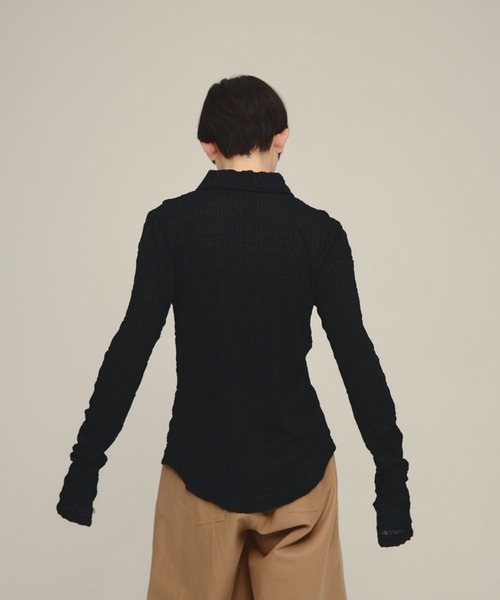 eL(エル)の「【eL】Cut Sleek Shirt/668747(シャツ/ブラウス・レディース・ブラック/オフホワイト・FREE)」の15枚目の写真