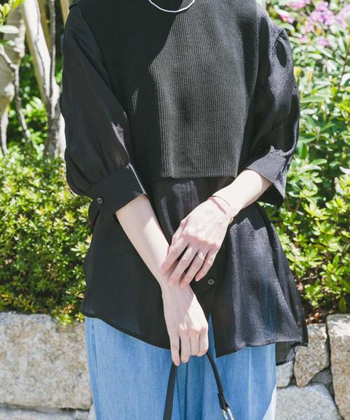 ITEMS URBANRESEARCH(アイテムズ アーバンリサーチ)の「ニットベストドッキングシャツ(シャツ/ブラウス・レディース・オフホワイト/ブラック・FREE)」の3枚目の写真