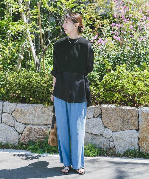 ITEMS URBANRESEARCH(アイテムズ アーバンリサーチ)の「ニットベストドッキングシャツ(シャツ/ブラウス・レディース・オフホワイト/ブラック・FREE)」の7枚目の写真