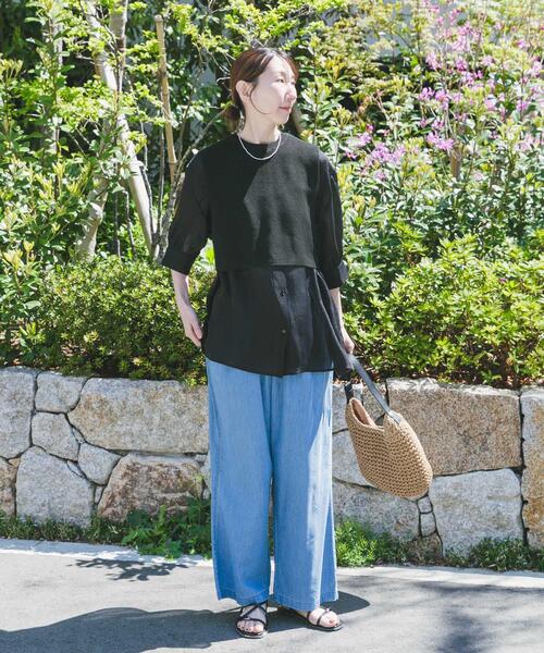 ITEMS URBANRESEARCH(アイテムズ アーバンリサーチ)の「ニットベストドッキングシャツ(シャツ/ブラウス・レディース・オフホワイト/ブラック・FREE)」の8枚目の写真