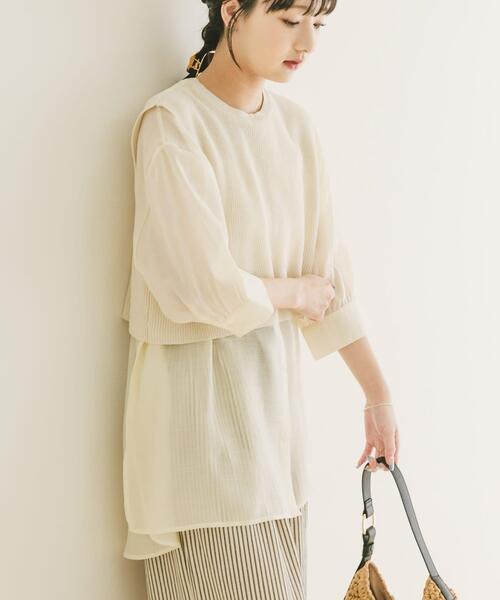 ITEMS URBANRESEARCH(アイテムズ アーバンリサーチ)の「ニットベストドッキングシャツ(シャツ/ブラウス・レディース・オフホワイト/ブラック・FREE)」の12枚目の写真