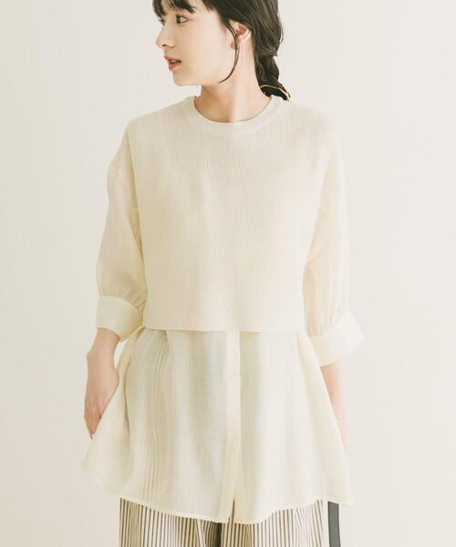 ITEMS URBANRESEARCH(アイテムズ アーバンリサーチ)の「ニットベストドッキングシャツ(シャツ/ブラウス・レディース・オフホワイト/ブラック・FREE)」の13枚目の写真