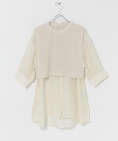 ITEMS URBANRESEARCH(アイテムズ アーバンリサーチ)の「ニットベストドッキングシャツ(シャツ/ブラウス・レディース・オフホワイト/ブラック・FREE)」の18枚目の写真