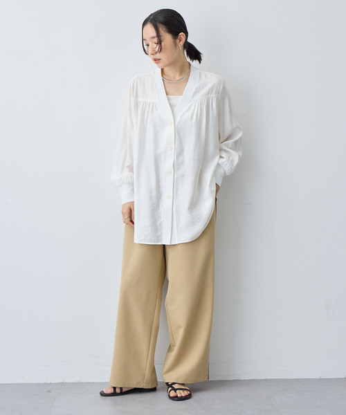 anyfee(エニフィー)の「【anyfee/大きいサイズ】シアーシャツカーディガン(2026SS)(カーディガン/ボレロ・レディース・ブラック/オフホワイト・5L/3L/LL/4L)」の10枚目の写真