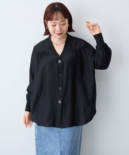 anyfee(エニフィー)の「【anyfee/大きいサイズ】シアーシャツカーディガン(2026SS)(カーディガン/ボレロ・レディース・ブラック/オフホワイト・5L/3L/LL/4L)」の22枚目の写真