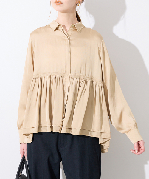 【新品タグ付】SLOBE IENA ミモザ柄襟付きブラウス SLOBE IENA（スローブイエナ）の「ミモザ柄襟付きブラウス◇（シャツ