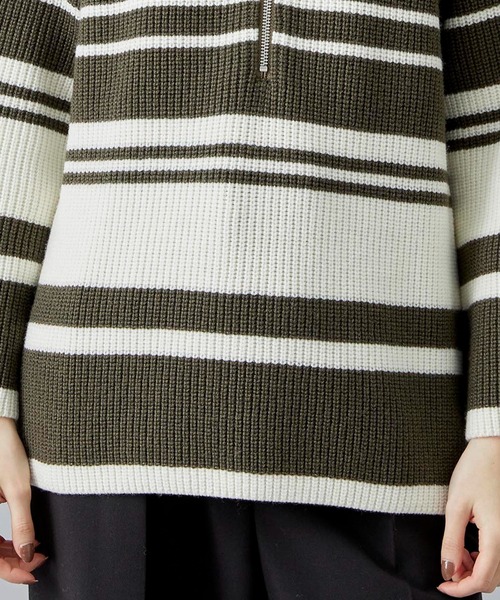 WRAPINKNOT（ラッピンノット）の「[WRAPINKNOT/ラッピンノット]EX.OVERSIZE BORDER KNIT（ニット/セーター・レディース・カーキ/アイボリー・0）」の17枚目の写真