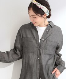 SHOO・LA・RUE（シューラルー）の「【綿100%/UV/S-LL/体型カバー】優しく透ける 柔らかシアーデニムシャツ（シャツ/ブラウス）」