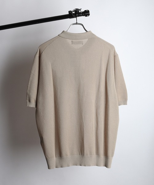 WESTSEA(ウエストシー)の「接触冷感 無地 鹿の子編み ニットポロシャツ ルーズシルエット 半袖ポロ ドライタッチ 透け感 春夏(ポロシャツ・メンズ・グレイッシュベージュ/チャコール/ブラック・M/L)」の7枚目の写真