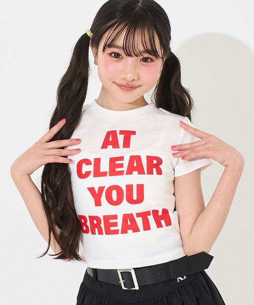 ANAP GiRL(アナップガール)の「メッセージロゴ ミニ Tシャツ(Tシャツ/カットソー・キッズ・ブラック/ホワイト/イエロー・S/XS/M)」の1枚目の写真