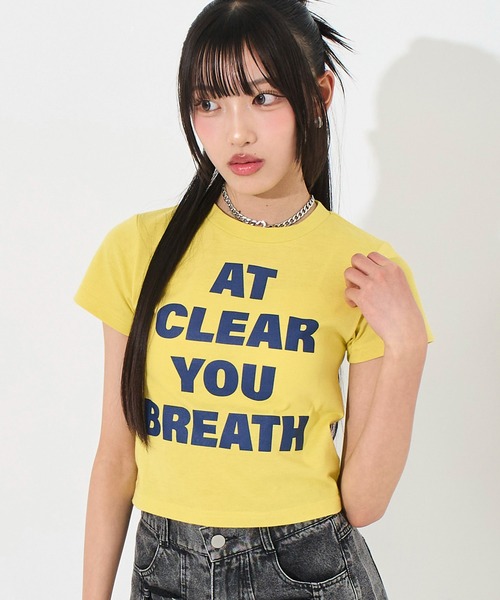 ANAP GiRL(アナップガール)の「メッセージロゴ ミニ Tシャツ(Tシャツ/カットソー・キッズ・ブラック/ホワイト/イエロー・S/XS/M)」の3枚目の写真