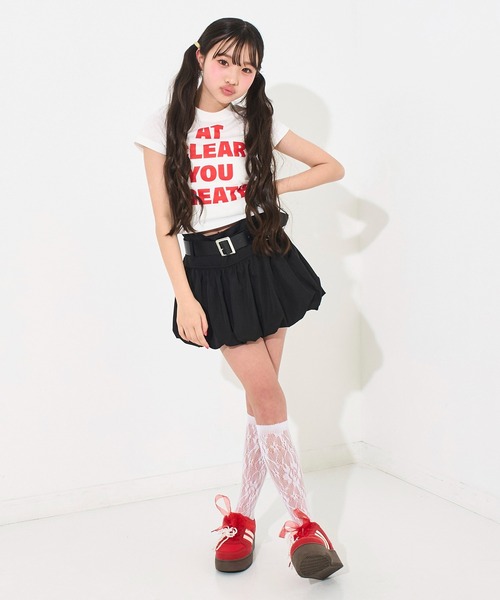 ANAP GiRL(アナップガール)の「メッセージロゴ ミニ Tシャツ(Tシャツ/カットソー・キッズ・ブラック/ホワイト/イエロー・S/XS/M)」の13枚目の写真
