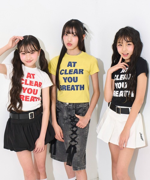 ANAP GiRL(アナップガール)の「メッセージロゴ ミニ Tシャツ(Tシャツ/カットソー・キッズ・ブラック/ホワイト/イエロー・S/XS/M)」の5枚目の写真