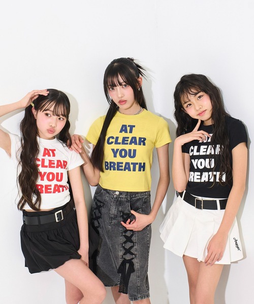 ANAP GiRL(アナップガール)の「メッセージロゴ ミニ Tシャツ(Tシャツ/カットソー・キッズ・ブラック/ホワイト/イエロー・S/XS/M)」の6枚目の写真