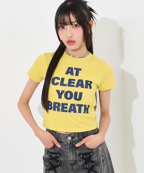 ANAP GiRL(アナップガール)の「メッセージロゴ ミニ Tシャツ(Tシャツ/カットソー・キッズ・ブラック/ホワイト/イエロー・S/XS/M)」の14枚目の写真