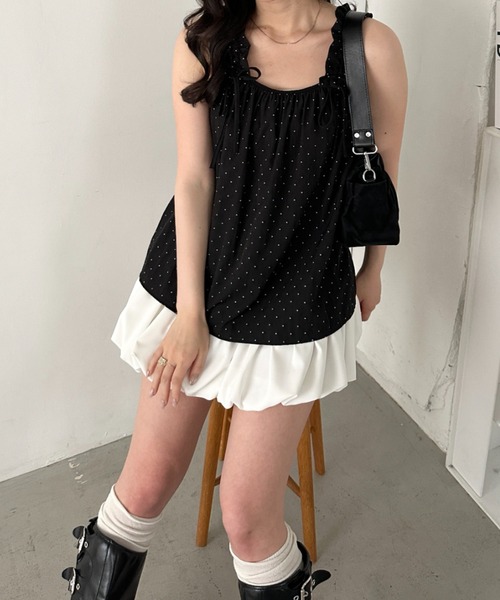 CLEA（クレア）の「ギャザーリボンノースリーブブラウス（シャツ/ブラウス・レディース・ブラック系その他/ホワイト系その他/ブラック/ピンク/ブルー/ホワイト・FREE）」の4枚目の写真