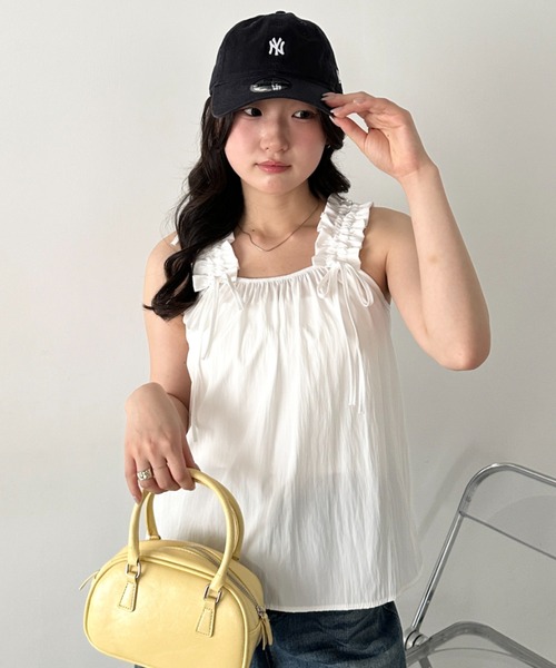 CLEA（クレア）の「ギャザーリボンノースリーブブラウス（シャツ/ブラウス・レディース・ブラック系その他/ホワイト系その他/ブラック/ピンク/ブルー/ホワイト・FREE）」の10枚目の写真