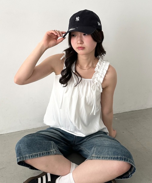 CLEA（クレア）の「ギャザーリボンノースリーブブラウス（シャツ/ブラウス・レディース・ブラック系その他/ホワイト系その他/ブラック/ピンク/ブルー/ホワイト・FREE）」の12枚目の写真