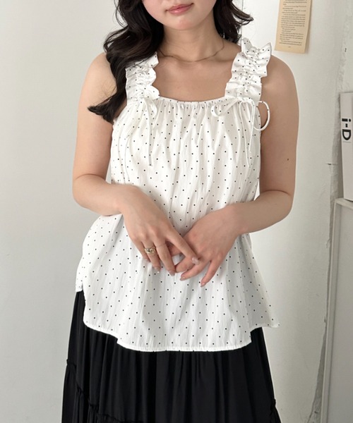 CLEA（クレア）の「ギャザーリボンノースリーブブラウス（シャツ/ブラウス・レディース・ブラック系その他/ホワイト系その他/ブラック/ピンク/ブルー/ホワイト・FREE）」の15枚目の写真