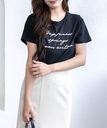 CLEAR BASIC | コード刺繍Tシャツ［骨格ウェーブ/コンパクト/きれいめカジュアル/半袖/ベーシック］(Tシャツ/カットソー)