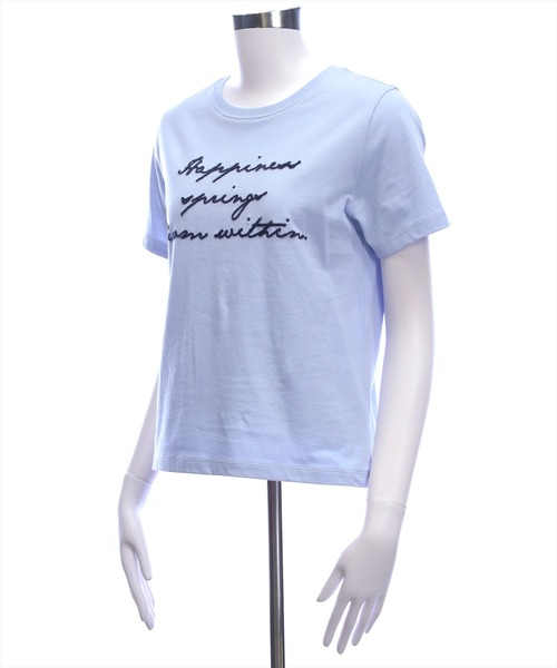 CLEAR BASIC（クリアベーシック）の「コード刺繍Tシャツ［骨格ウェーブ/コンパクト/きれいめカジュアル/半袖/ベーシック］（Tシャツ/カットソー・レディース・ホワイト系その他2/オフホワイト/サックスブルー/ブラック/ネイビー・F）」の11枚目の写真