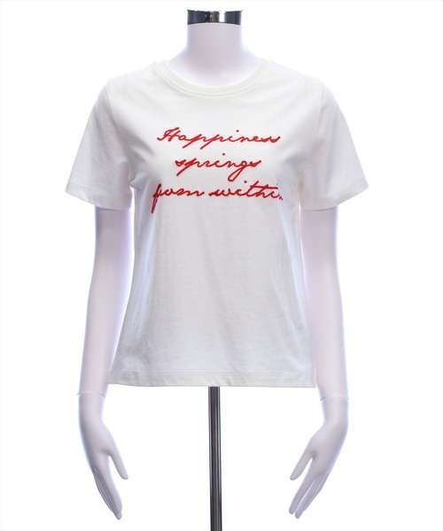 CLEAR BASIC（クリアベーシック）の「コード刺繍Tシャツ［骨格ウェーブ/コンパクト/きれいめカジュアル/半袖/ベーシック］（Tシャツ/カットソー・レディース・ホワイト系その他2/オフホワイト/サックスブルー/ブラック/ネイビー・F）」の20枚目の写真