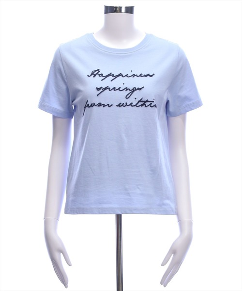 CLEAR BASIC（クリアベーシック）の「コード刺繍Tシャツ［骨格ウェーブ/コンパクト/きれいめカジュアル/半袖/ベーシック］（Tシャツ/カットソー・レディース・ホワイト系その他2/オフホワイト/サックスブルー/ブラック/ネイビー・F）」の16枚目の写真