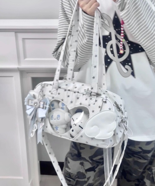 LA VORAGINE（ラ ヴォラジネ）の「キラー バッグ 星柄 天使 コレクション デザイン ユニセックス ショルダーバッグ（ショルダーバッグ・レディース・A/ピンク/ホワイト/ブルー・FREE）」の13枚目の写真