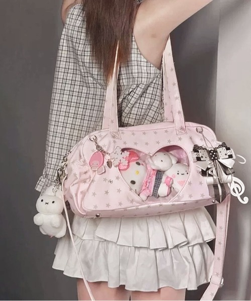 LA VORAGINE（ラ ヴォラジネ）の「キラー バッグ 星柄 天使 コレクション デザイン ユニセックス ショルダーバッグ（ショルダーバッグ・レディース・A/ピンク/ホワイト/ブルー・FREE）」の17枚目の写真