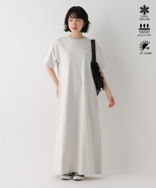 BAYFLOW（ベイフロー）の「［WEB限定]機能性カットTシャツワンピース（ワンピース・レディース・ベージュ/ライトグレー/ブラック/オフホワイト・MEDIUM/SMALL）」の3枚目の写真