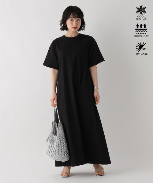 BAYFLOW（ベイフロー）の「［WEB限定]機能性カットTシャツワンピース（ワンピース・レディース・ベージュ/ライトグレー/ブラック/オフホワイト・MEDIUM/SMALL）」の2枚目の写真