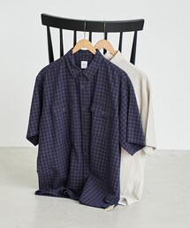 綿麻 レギュラーカラー 半袖リラックスシャツ