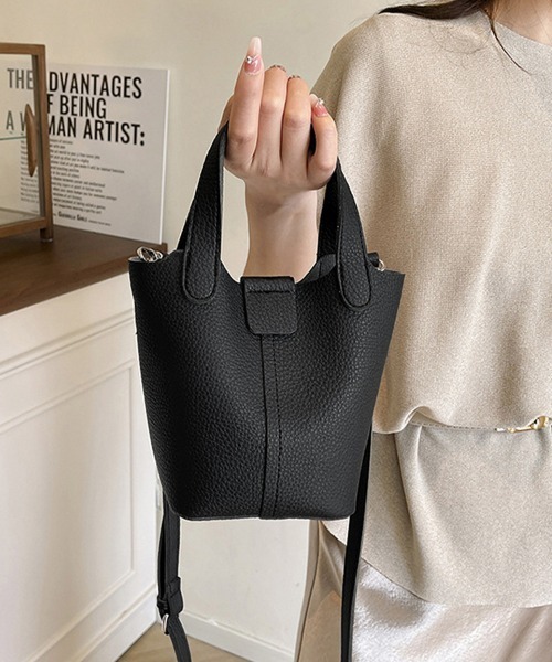 Miniministore（ミニミニストア）の「ポーチ付きミニトートバッグバケットバッグ（ハンドバッグ・レディース・ワインレッド/ピンク/ブラウン/ライトブルー/アイボリー/ブラック/イエロー・FREE）」の9枚目の写真