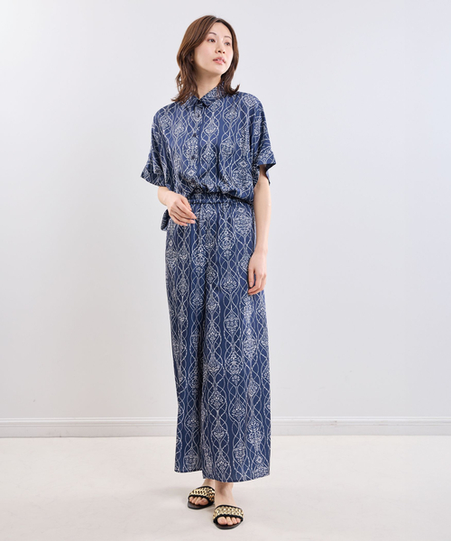 NARACAMICIE(ナラカミーチェ)の「【NARACAMICIE】ラインタイル柄パンツ(その他パンツ・レディース・ホワイト/ブルー・M/XL)」の11枚目の写真
