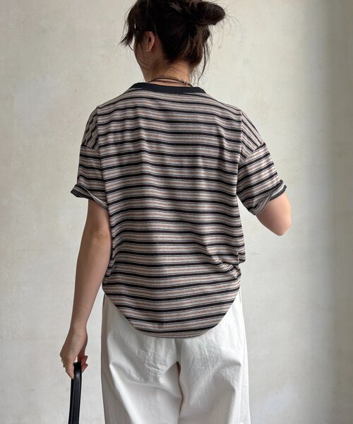 DouDou(ドゥドゥ)の「マルチボーダーTEE(Tシャツ/カットソー・レディース・グレー/モカ・FREE)」の20枚目の写真
