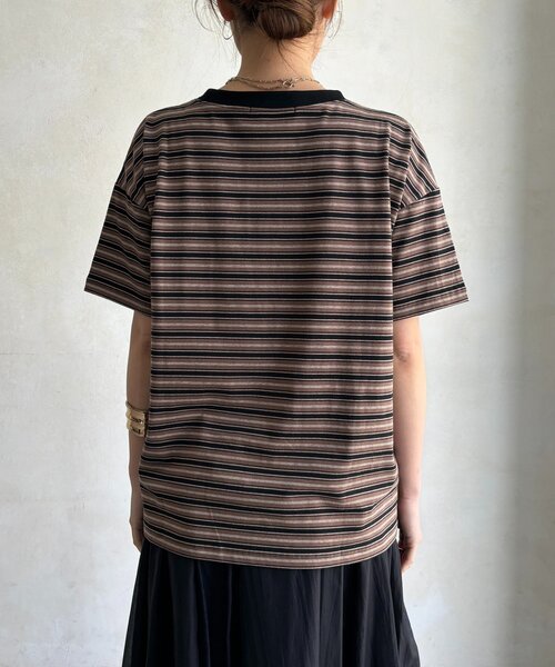 DouDou(ドゥドゥ)の「マルチボーダーTEE(Tシャツ/カットソー・レディース・グレー/モカ・FREE)」の6枚目の写真