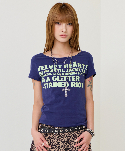 runningHIGH（ランニングハイ）の「レタリングスリムH/Sティー[ネイビー]（Tシャツ/カットソー・レディース・その他・FREE）」の5枚目の写真