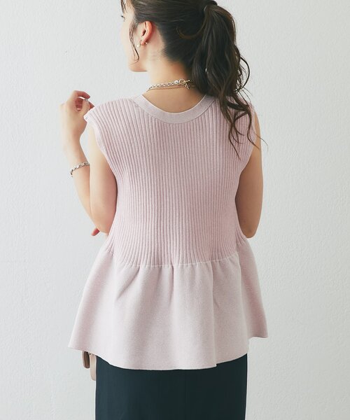 La boutique BonBon(ラブティックボンボン)の「【1枚で決まるペプラム】ペプラムラメノースリニット(ニット/セーター・レディース・ネイビー/サックスブルー/ピンク・FREE)」の16枚目の写真