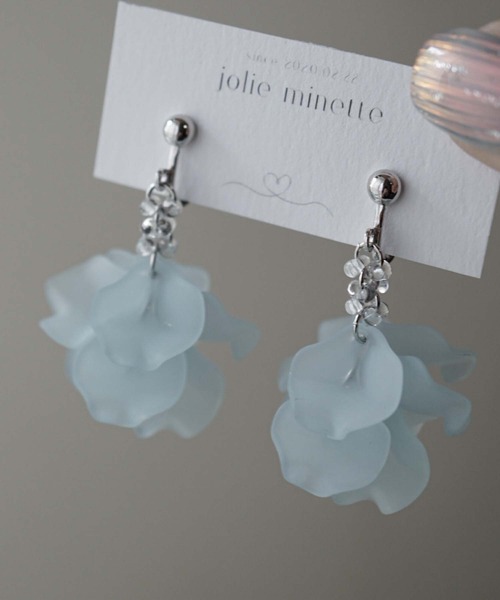 CERCA(チェルカ)の「jolie minette/ボリューム フリル キラキラ シルバーイヤリング/アレルギー対応(イヤリング・レディース・アクア/パープル/グリーン/ブラック・FREE)」の9枚目の写真