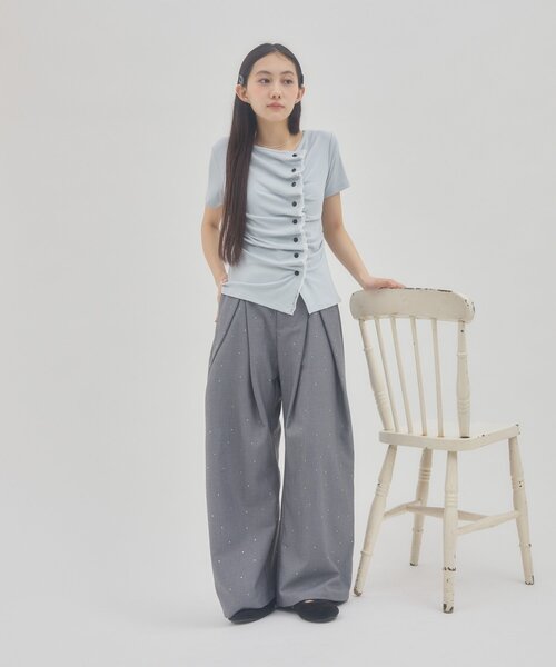 DISCOAT(ディスコート)の「【umm.】ラインストーンタックワイドパンツ(その他パンツ・レディース・ライトグレー/チャコールグレー・FREE)」の22枚目の写真