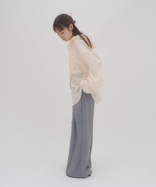 DISCOAT(ディスコート)の「【umm.】ラインストーンタックワイドパンツ(その他パンツ・レディース・ライトグレー/チャコールグレー・FREE)」の6枚目の写真