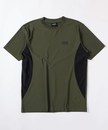【71】【DISCUS/ディスカス】【激冷】 ワンポイントロゴ バイカラー サイドキリカエ クルーネックTシャツ/ストレッチ/接触冷感/速乾/UVカット