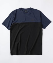 【71】【DISCUS/ディスカス】【激冷】 ワンポイントロゴ バイカラー サイドキリカエ クルーネックTシャツ/ストレッチ/接触冷感/速乾/UVカット