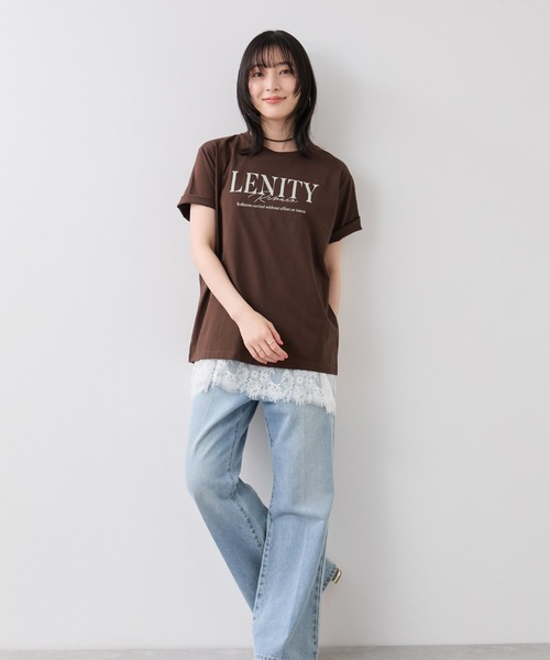 VIS(ビス)の「フォト&ロゴアソートプリントTシャツ/接触冷感・汗染み防止(Tシャツ/カットソー・レディース・ホワイト/ブラウン/ピンク・FREE)」の4枚目の写真