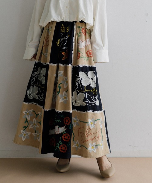 セール】パッチワーク刺繍スカート（スカート）｜LEIN（リーン）の