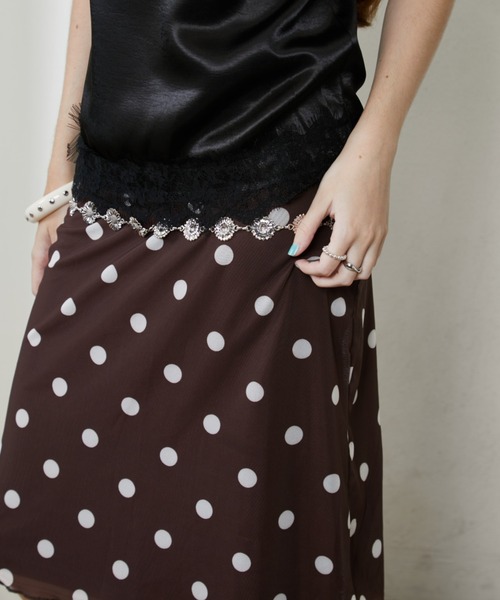 Rohwel(ローウェル)の「Polka Dot Midi Skirt / ポルカドットミディスカート(スカート・レディース・ブラウン/ホワイト・FREE)」の15枚目の写真