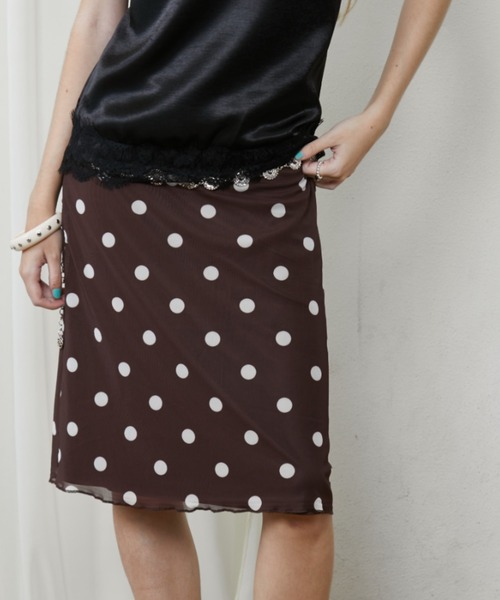 Rohwel(ローウェル)の「Polka Dot Midi Skirt / ポルカドットミディスカート(スカート・レディース・ブラウン/ホワイト・FREE)」の12枚目の写真